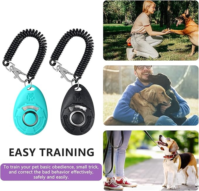 Dog Treat Pouch - 3 Ways to Wear Treat Pouches for Pet Training and 2 Pieces Clicker Taining for Dogs, Dog Training Treat Pouch Bag and Dog Clicker for Training with Waist Belt Shoulder Strap - Purple