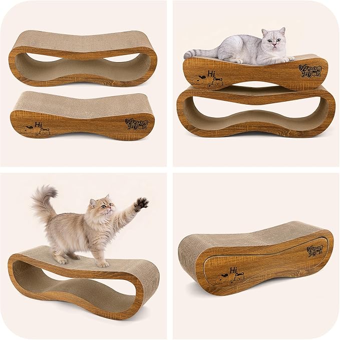 Cat Scratcher, 2-in-1 Cat Scratcher Couch, 34.25 Inch Large Corrugated Cardboard Scratching Post for Indoor Cats, Reversible & 100% Recyclable, Includes Catnip