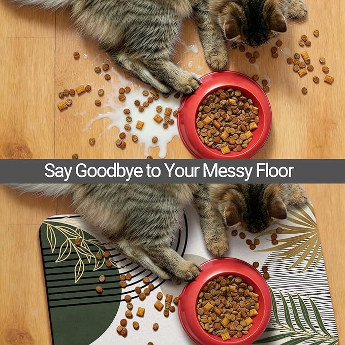 Dog Food Mat, Absorbent Waterproof Non-Slip Pet Cat Bowl Feeding Mat for Food & Water Pet Supplies 16 * 24"