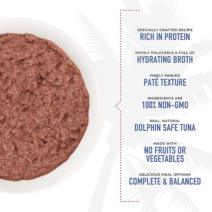 Tiki Cat Grill Pâté, Tuna & Crab, High-Protein and 100% Non-GMO Ingredients, Wet Finely Minced Cat Food for All Life Stages, 2.8 oz. Cans (Pack of 12)