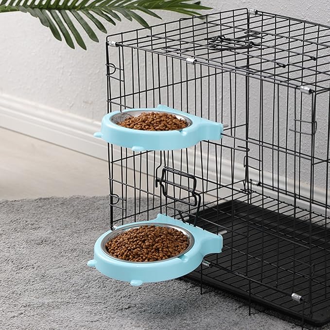 2Pcs Colorful Hanging Pet Bowls for Food and Water Cage Mounted Feeding Statin Feeder Bowls for Small Animal Pet Supply Kennel Feeder Bowl for Dog