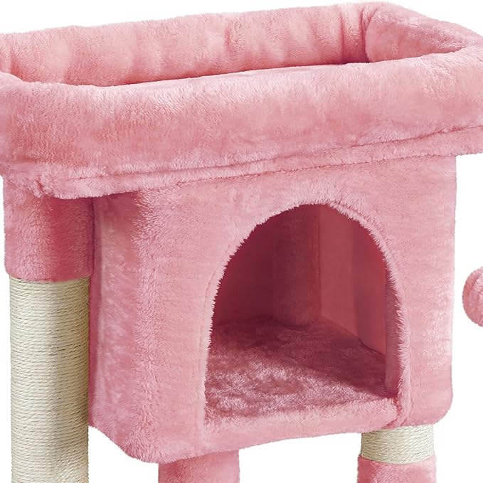 Yaheetech Cat Scratching Posts with Bed, 23.5 Inches Cat Kitten Scratcher Featuring with Sisal Scratch Posts, Interactive Dangling Ball for Indoor Large Cats, Pink