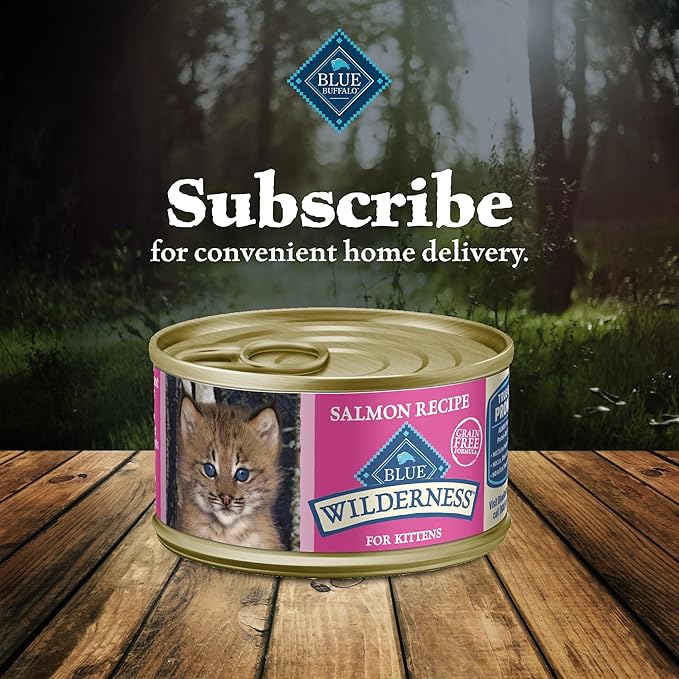Blue Buffalo Wilderness Natural High Protein Grain Free Wet Food for Kittens,Salmon Pate,3-oz,(Pack of 48)