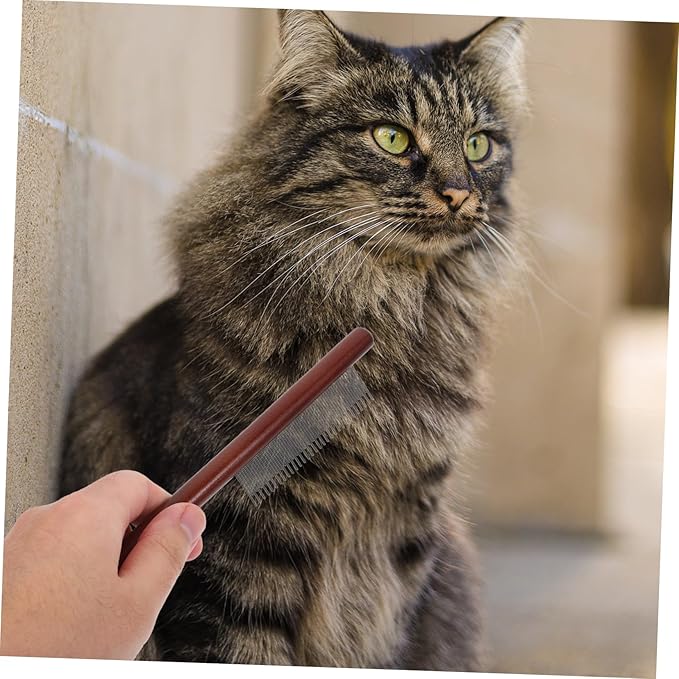 KESYOO Wooden Handle PET Grooming Comb for Dogs and Cats Tear Stain Removal Comb with Long Pins for Shedding and Dematting Cat and Dog Grooming Supplies
