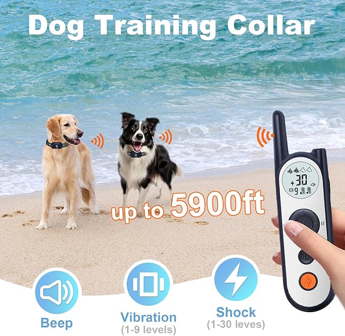 MIMOFPET Wireless Dog Fence System for 2 Dogs - Up to 3500ft Adjustable Electric Fence,Waterproof Training Collar Rechargeable,Pet Containment System for Large Medium Dogs