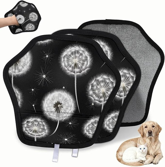 Reusable Pet Hair Removal Glove Dandelions Flying Magic Brush for Cat & Dog Hair Remover for Car, Sofa, Bedding, Clothes - 9x9 Mitt Washable