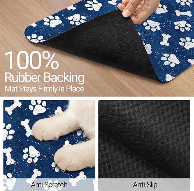 Dog Food Mat, Absorbent Waterproof Non-Slip Pet Cat Bowl Feeding Mat for Food & Water Pet Supplies 16 * 24"