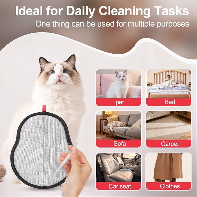 Pet Hair Removal Glove for Dogs & Cats, Enhanced Reusable 5-Finger Electrostatic Glove, Strong-Adhesion Remover for Clothing, Couch, Carpet, Car Seat & Rug (RED-Breathable Cleaning Gloves)
