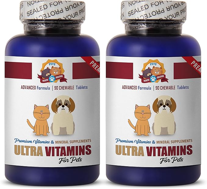 cat Vitamins Treats - Ultra Vitamins - Pets - Cats and Dogs - Premium Formula - Healthy Treat - Vitamin e for Cats - 180 Treats (2 Bottle)