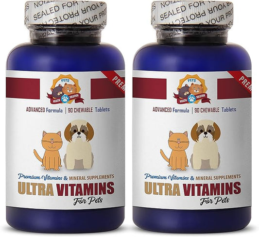 Senior cat Vitamins - Ultra Vitamins - Pets - Cats and Dogs - Premium Formula - Healthy Treat - Vitamin c for Cats - 180 Treats (2 Bottle)