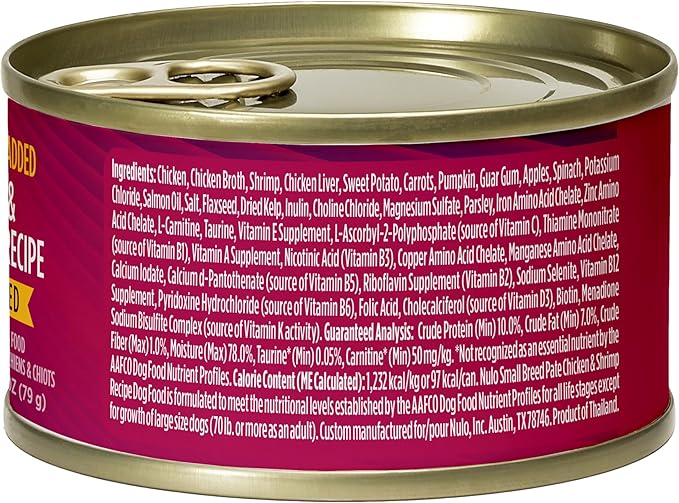 Nulo Grain-Free Small Breed Wet Canned Puppy & Dog Food, Chicken and Shrimp 2.8 Ounce, 12 Cans