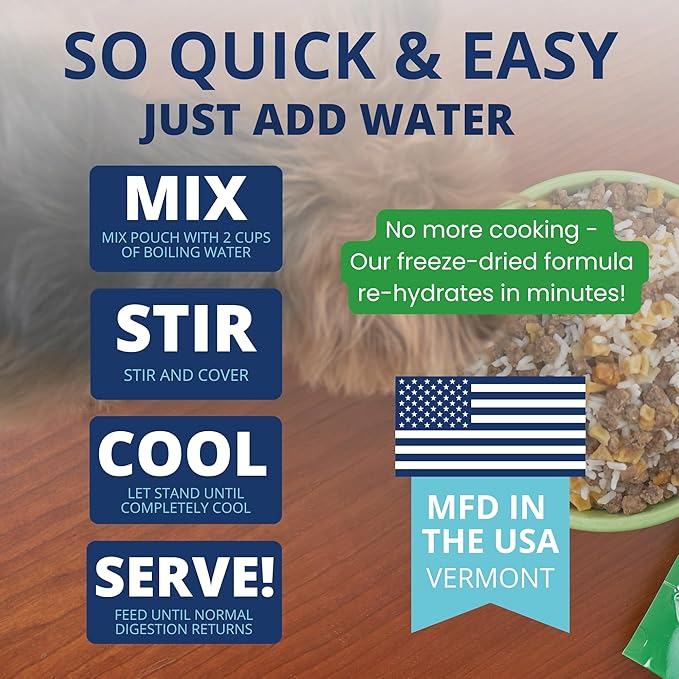 Under the Weather Bland Diet for Dogs | Easy to Digest for Sick Dogs |Always Be Ready| Contains Electrolytes - Natural Freeze Dried 100% Human Grade Meats| 1 Pack- Rice, Hamburger & Sweet Potato - 6oz
