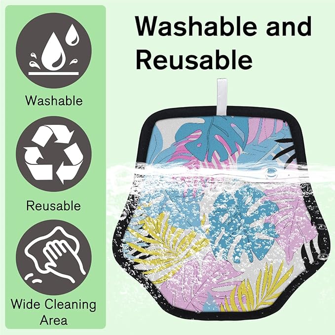 Colorful Palm Leaf Electrostatic Pet Hair Removal Glove for Cats & Dogs - Reusable Grooming Mitt for Couch, Carpet, Car Seat & Laundry - Large 9x9 Inch