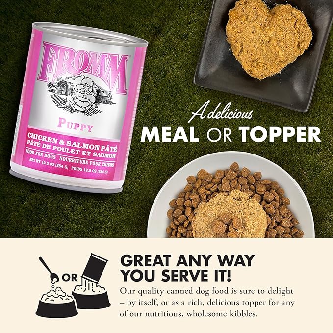 Fromm Classic Puppy Chicken & Salmon Pate Dog Food - Premium Wet Dog Food - Chicken Recipe - Case of 12 Cans
