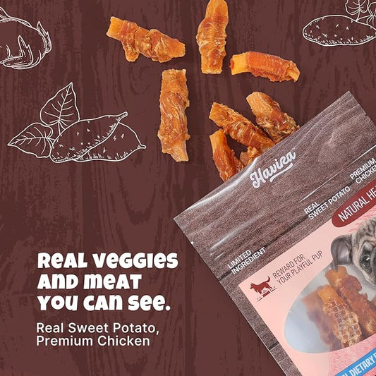 Havira 1.5 LB Value Pack Sweet Potato Dog Treats, Healthy Chicken Wrapped Dog Chews Made with Real Veggies, Easy to Digest Gentle Daily Rewards for Picky Dogs