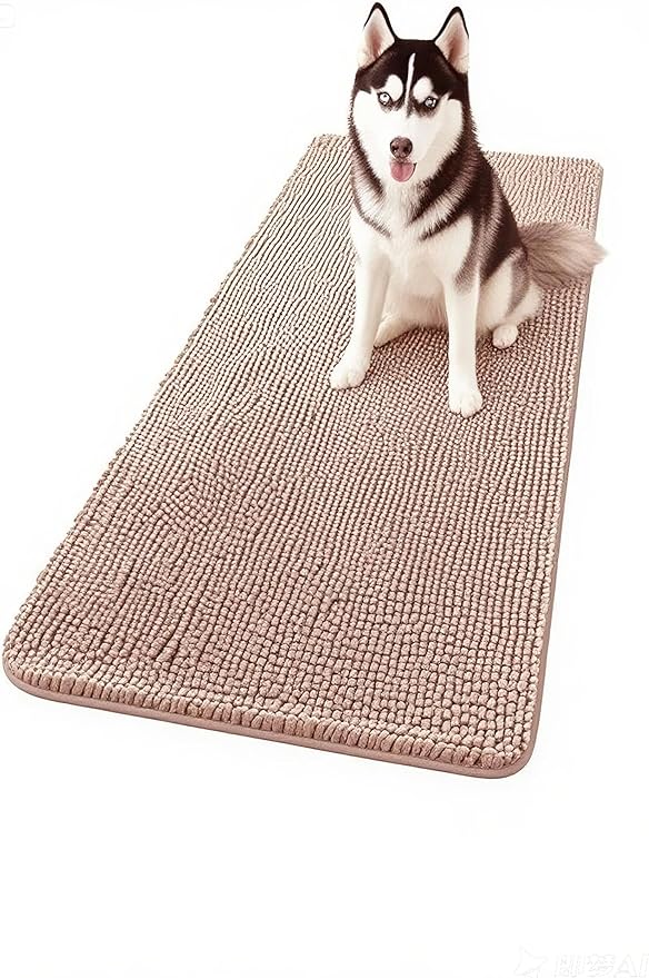55“ X 27” Washable Dog Door Mat, Ultra fine Fiber Dog Door Mat, Quick Drying Chenille Pet Door Mat, Machine Washable Indoor and Outdoor Rug (Camel)
