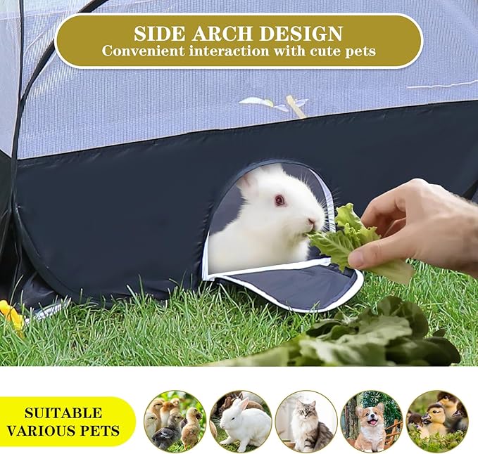 SlowTon Small Animals Playpen - Portable Chicken Coop Run Large Chick Brooder 59"x31"x30" with Detachable Bottom, Pop Up Pet Enclosure Cat Tent for Guinea Pig Bunny Puppy Indoor Outdoor (Arched Top)