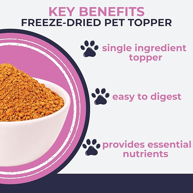 Momentum Carnivore Nutrition Freeze-Dried Wild-Caught Salmon Pet Food Topper – Single-Ingredient, All-Natural Topper – High-Protein for Dogs and Cats, Grain-Free and Made in The USA– (3.75 oz Bag)