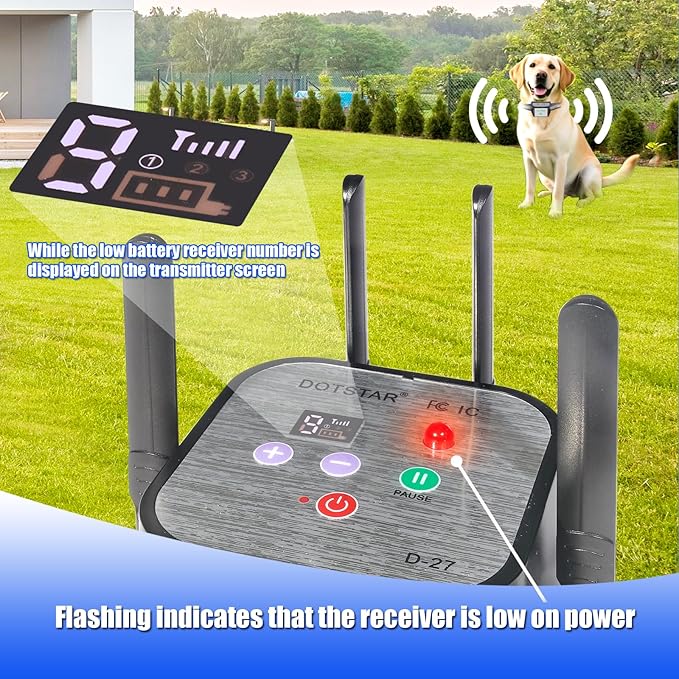 Dog Wireless Fence 2026 Newest Intelligent Pet Electric Containment System, Low Battery AI Smart Alarm Dog Out of Range Reminder, Display Receiver Battery Level, Waterproof Rechargeable Dog Fence