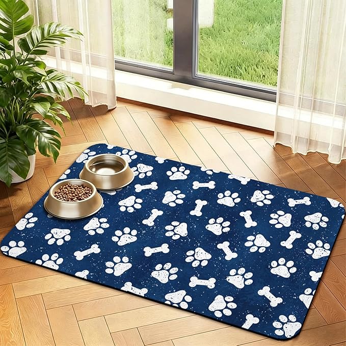 Dog Food Mat, Absorbent Waterproof Non-Slip Pet Cat Bowl Feeding Mat for Food & Water Pet Supplies 12 * 20"