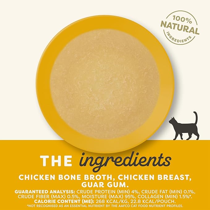 Applaws Natural Wet Cat Food in Topper, Limited and Natural Ingredients, High Protein with No Artificial Additives, Chicken Breast Bone Broth (12 x 3oz Resealable Spout Pouches)