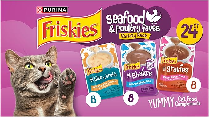 Purina Friskies Seafood and Poultry Faves Variety Pack Gravy Cat Food Complement - 24 ct. Box