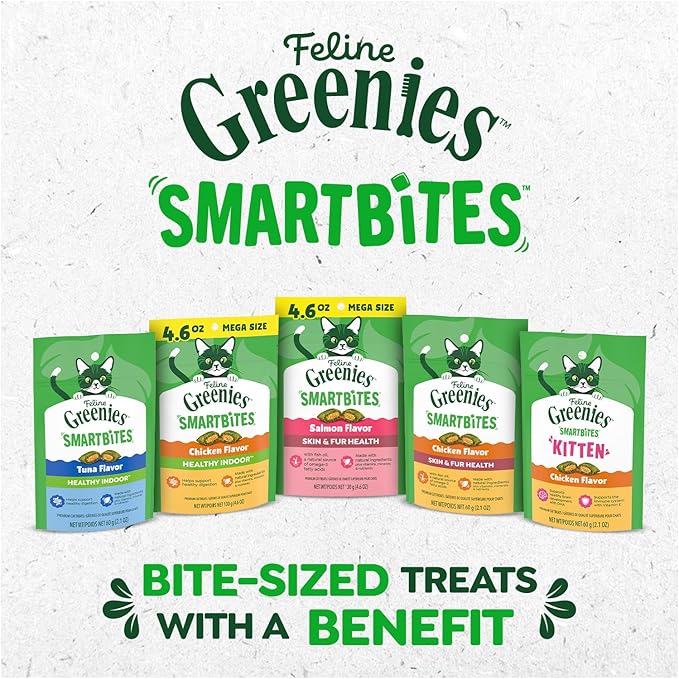 Greenies Feline Smartbites, Cat Treats Healthy Recipe, Indoor Cat Treats, Chicken Flavor, 4.6 oz. Pack