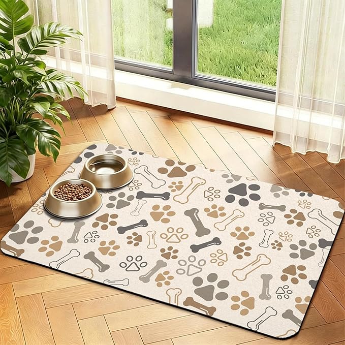 Dog Food Mat, Absorbent Waterproof Non-Slip Pet Cat Bowl Feeding Mat for Food & Water Pet Supplies 12 * 20"