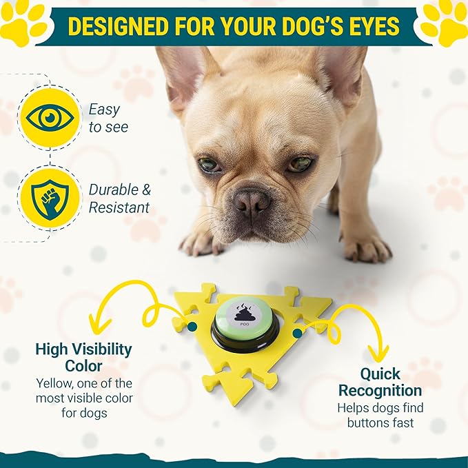 Dog Buttons for Communication with Mat (6 Pieces) - 6 Recordable Dog Talking Buttons - Teach Your Dog to Talk - Smart Dog Training Starter Set - Ideal Gift for Your Lovely Dog
