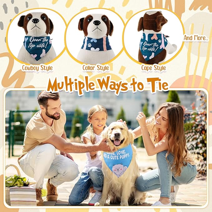 Kacctyen 300 Pcs Paw Print Dog Bandanas Bulk Colorful Grooming Pet Scarf Bibs Adjustable Washable Kerchief Seasonal Pet Party Supplies for Small to Large Dogs Cats Costume Accessories