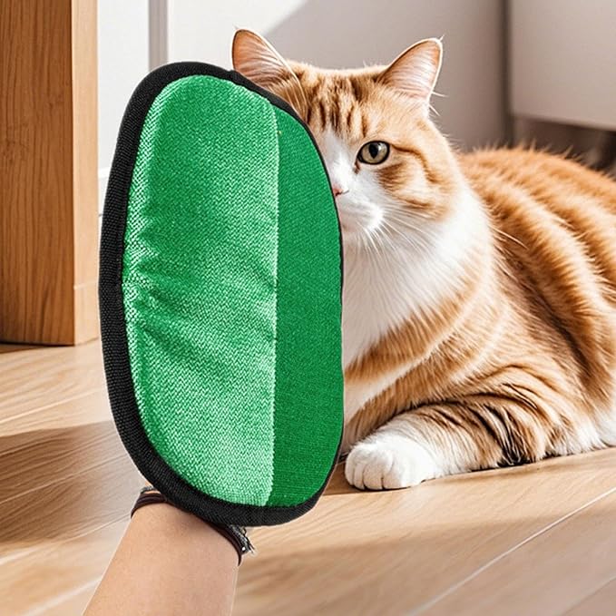 HouseVibe Pet Hair Remover Glove Professional Grooming Comb Detangling Brush for Dogs Cats Rabbits Small Animals Clothes Furniture 9.45x7.28 inch- Green