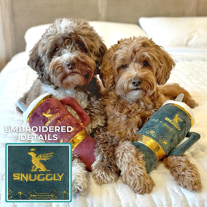 Haute Diggity Dog Snuggly Cup Plush Dog Toy for Small, Medium & Large Dogs, Interactive Funny Squeaky Toys, Soft, Durable, Machine-Washable, Safe & Cute Birthday Gift for Dogs, Green