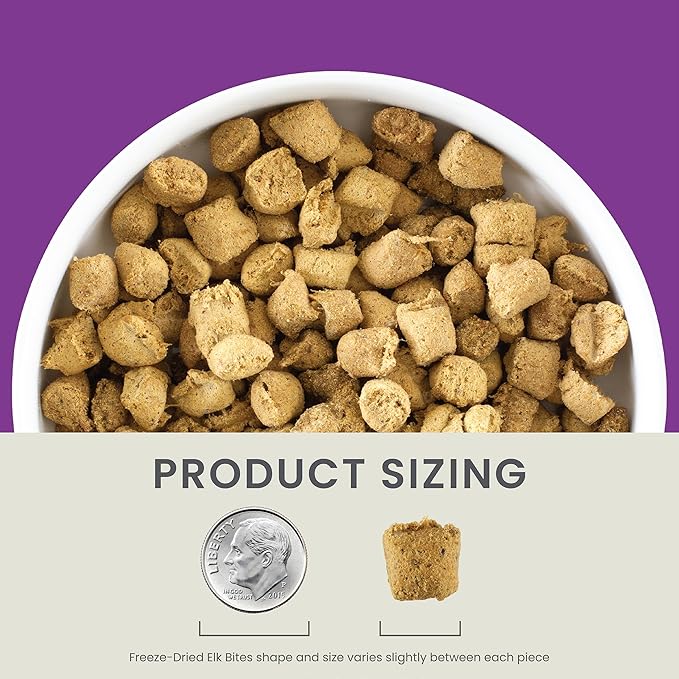 Muenster Freeze Dried Elk Bites - Dog Food, Treat, Mixer or Topper (16oz) - Grain-Free