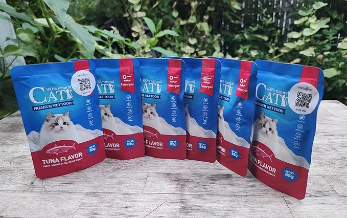 Cats Premium Wet Food 85g Pouch — Moist, Soft Cat Food Mixer, Topper and Rotational Meal (6-Pack, Tuna)