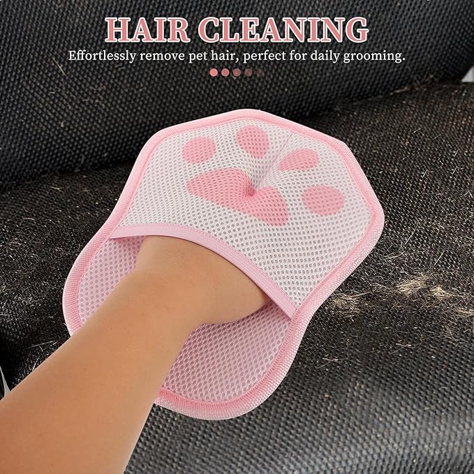 Alipis 3pcs Pet Hair Remover Gloves Electrostatic Grooming Mitts for Dogs and Cats Pink Hair Removal Mitt Glove for Efficient Shedding Control and Cleaning