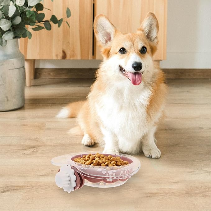 PRETYZOOM Hanging Pet Feeder Bowl with Heart Design, Detachable Dog and Cat Food Dish, Large Pink Puppy Supply for Crates and Kennels
