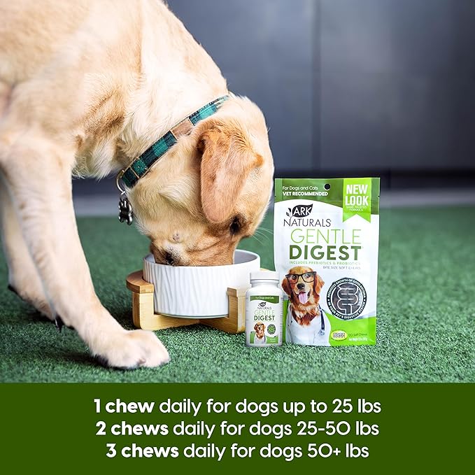 ARK NATURALS Gentle Digest Soft Chews, Vet Recommended Dog and Cat Prebiotics and Probiotics, Digestive and Immune System Support, 120 Count, greens, 326002