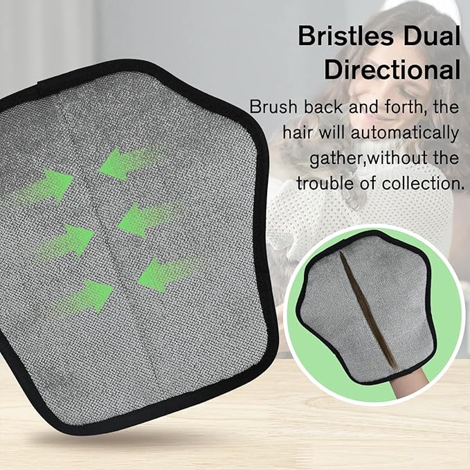 Green Floral Prints Electrostatic Pet Hair Removal Glove for Cats & Dogs - Reusable Grooming Mitt for Couch, Carpet, Car Seat & Laundry - Large 9x9 Inch