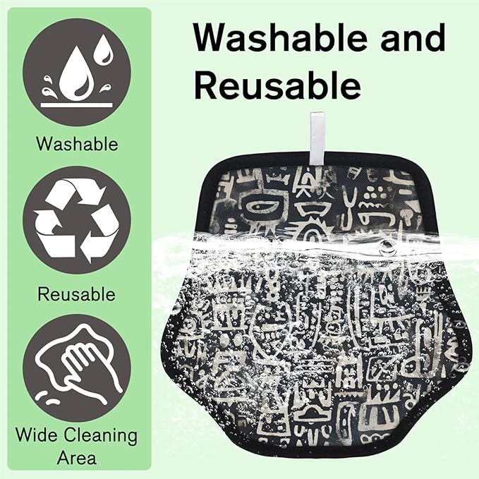 Reusable Pet Hair Removal Glove Abstract Ethnic Pattern Magic Brush for Cat & Dog Hair Remover for Car, Sofa, Bedding, Clothes - 9x9 Mitt Washable