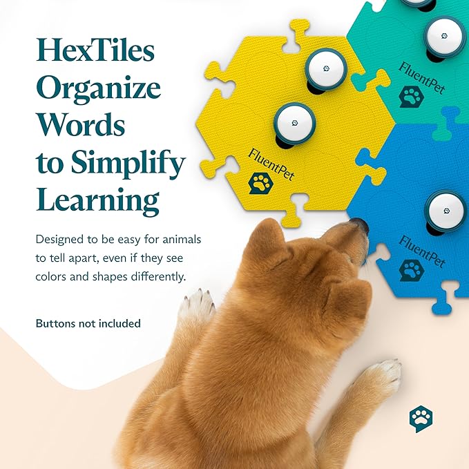 FluentPet HexTiles - Depths 3-Pack | Accessory Dog and Cat Button Learning Kits | Can Hold Up to 6 Buttons | Soft, Durable, and Non-Slip | Gift for Pet Lovers | Comes in 12 Colors