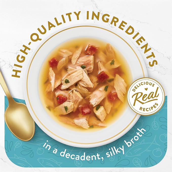 Purina Fancy Feast Lickable Wet Cat Food Broth Topper Classic Complement Tuna and Vegetable - (Pack of 16) 1.4 oz. Pouches