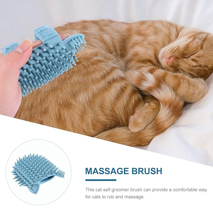 Silicone Cat Wall Corner Brush Self Groomer Massager Pet Grooming Tool Lightweight Small for Indoor Cats Hair Removal and Scratch Relief