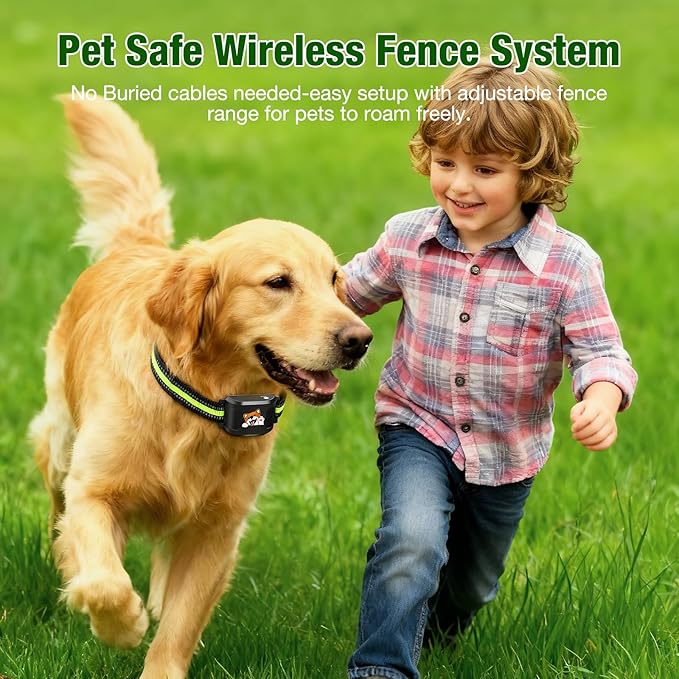 Pet Smart Wireless Dog Fence Collar for 3 Dogs 2.4GHz Electric Dog Fence Portable Waterproof Rechargeable Pet Training Collars (1 Controller & 3 Collar)