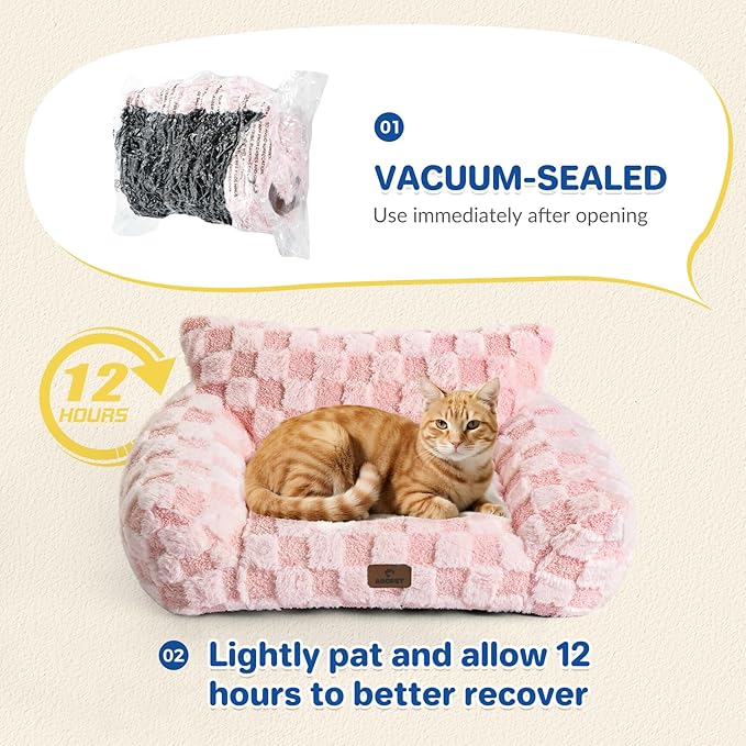 Large Dog Bed Sofa, Fluffy Pet Bed for Medium and Large Dogs, Supportive Dog Couch Sofa for Dogs, Pet Sofas with Washable Cover & Non-Slip, 38 inch, Pink