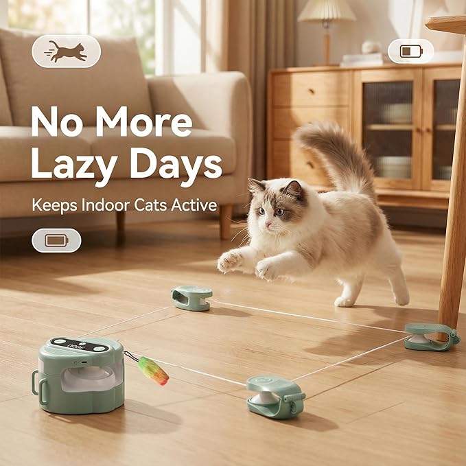 Interactive Cat Toys for Indoor Cats,Remote Control & Automatic Cat Treadmill for Indoor Cats with Sound & LED, Cat Teaser Wand & Exercise Chase Toys.