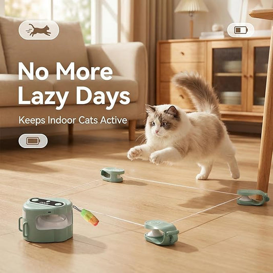 Interactive Cat Toys for Indoor Cats,Remote Control & Automatic Cat Treadmill for Indoor Cats with Sound & LED, Cat Teaser Wand & Exercise Chase Toys.