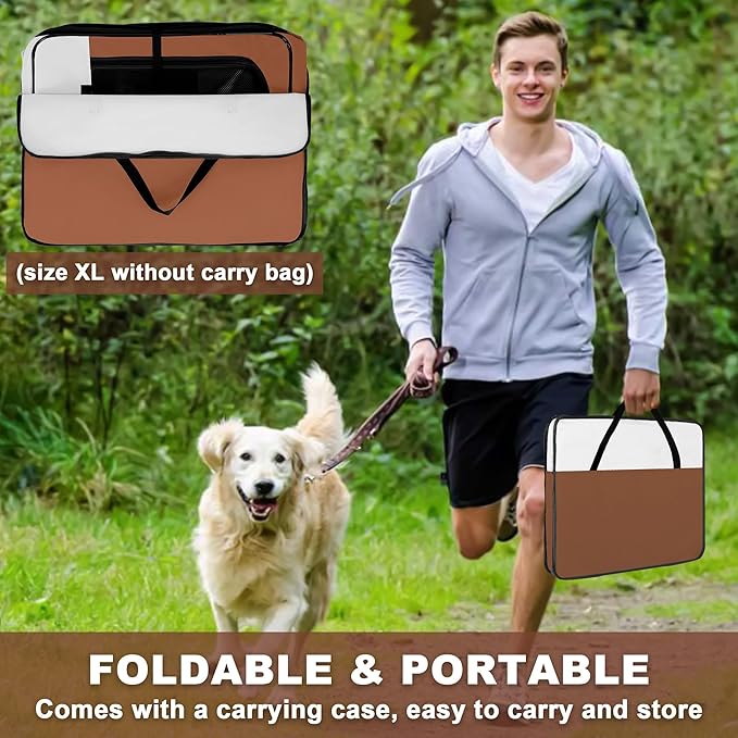 Dog Playpen, Portable Pet Play Pen for Cat, Puppies, Rabbits, Chickens, Foldable Large-Capacity Pet Tent for Indoor/Outdoor Travel Camping Brown