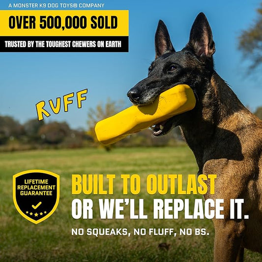 Giant XL Virtually Indestructible Dog Stick - Lifetime Replacement - Tough, Durable Chew Toy for Aggressive Chewers - Safe Non-Toxic Natural Rubber - Chew & Tug - Large - 12"x2.5", 2.25lbs