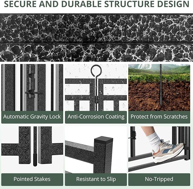 Dog Fence Outdoor Indoor, 47 Inches Height 08 Panels(6gates & 42panels) Dog Playpen for Large/Medium/Small Dogs Metal Dog Pen for Yard Camping and RV [Black-Silver]