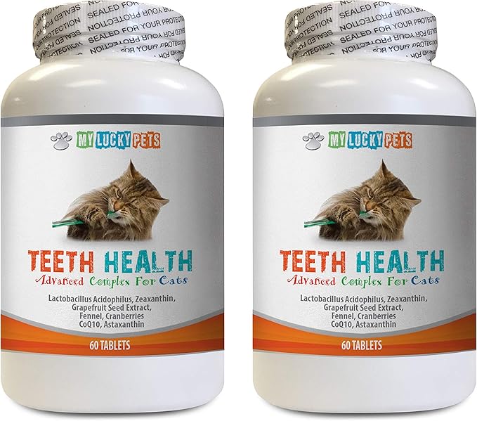 cat Gum Inflammation - CAT Teeth Health Formula - Gum and Oral Care - Immune Booster - Advanced Complex - cat Immune Health - 2 Bottles (120 Tablets)